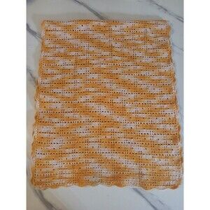 Vintage Hand Crocheted Doily Table Runner  Pink /Orange   28x12" Boho Cottage